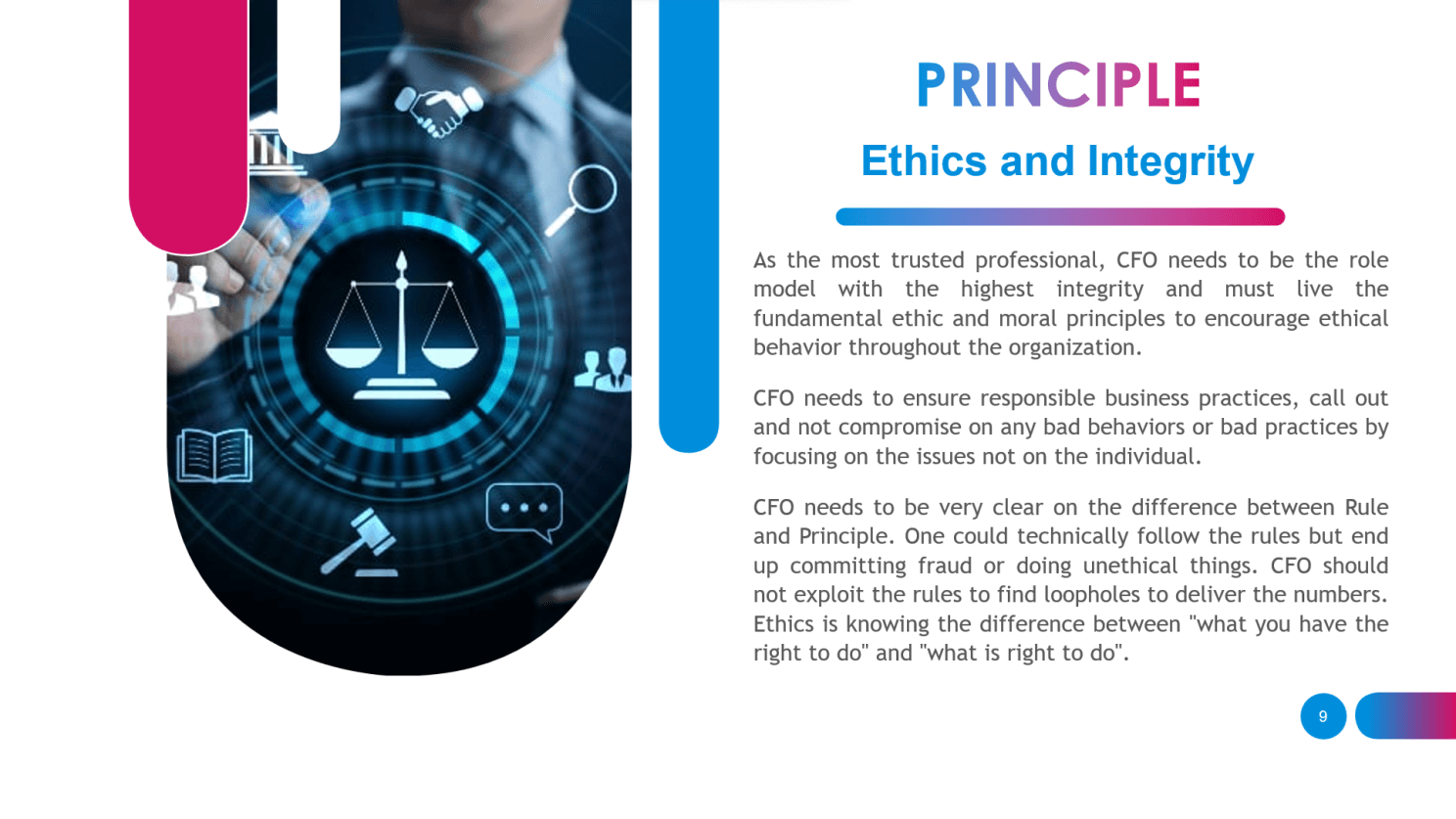 Principle: ethics and integrity slide image