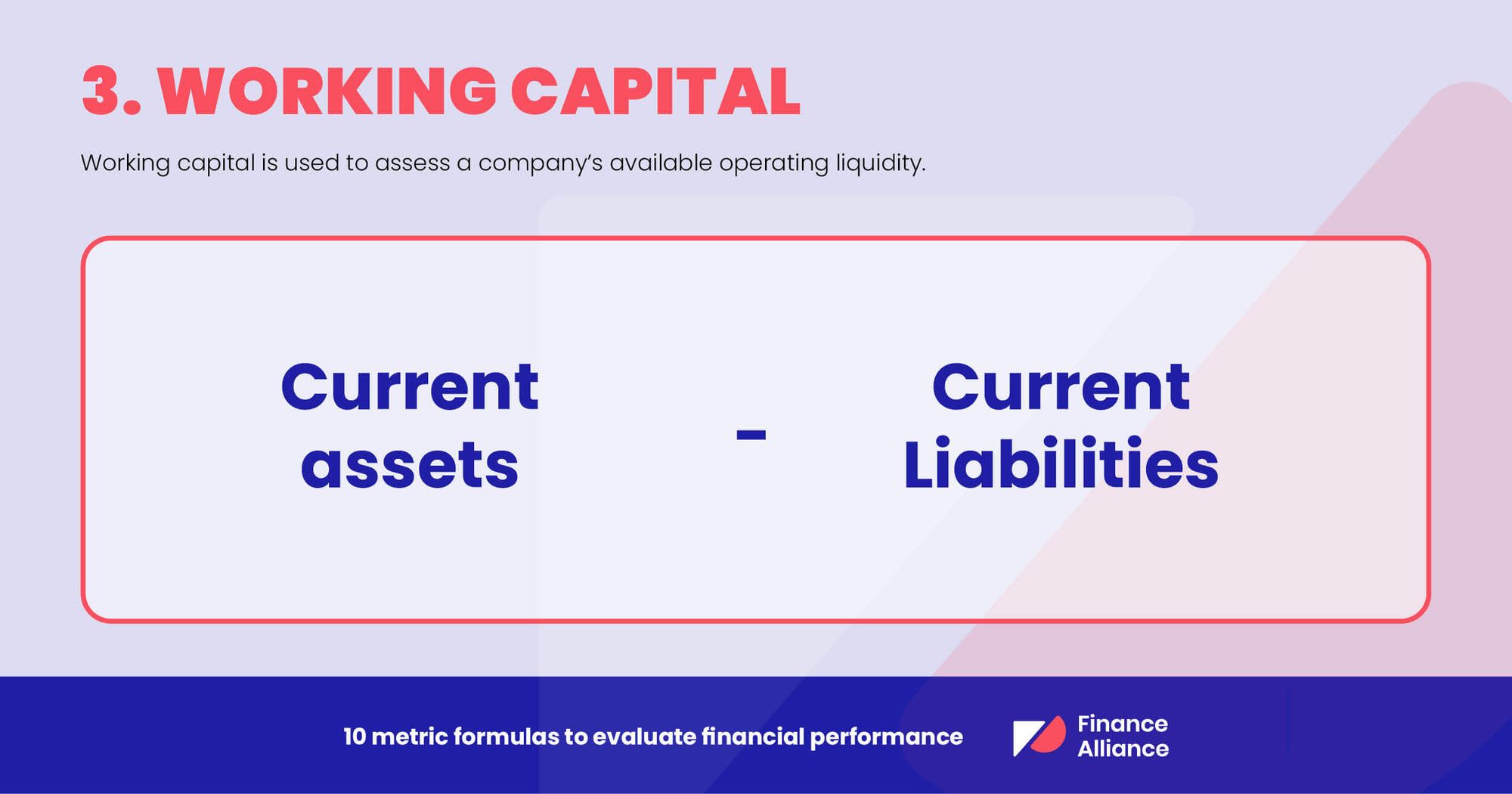 Financial performance analysis metric 3 - Working capital