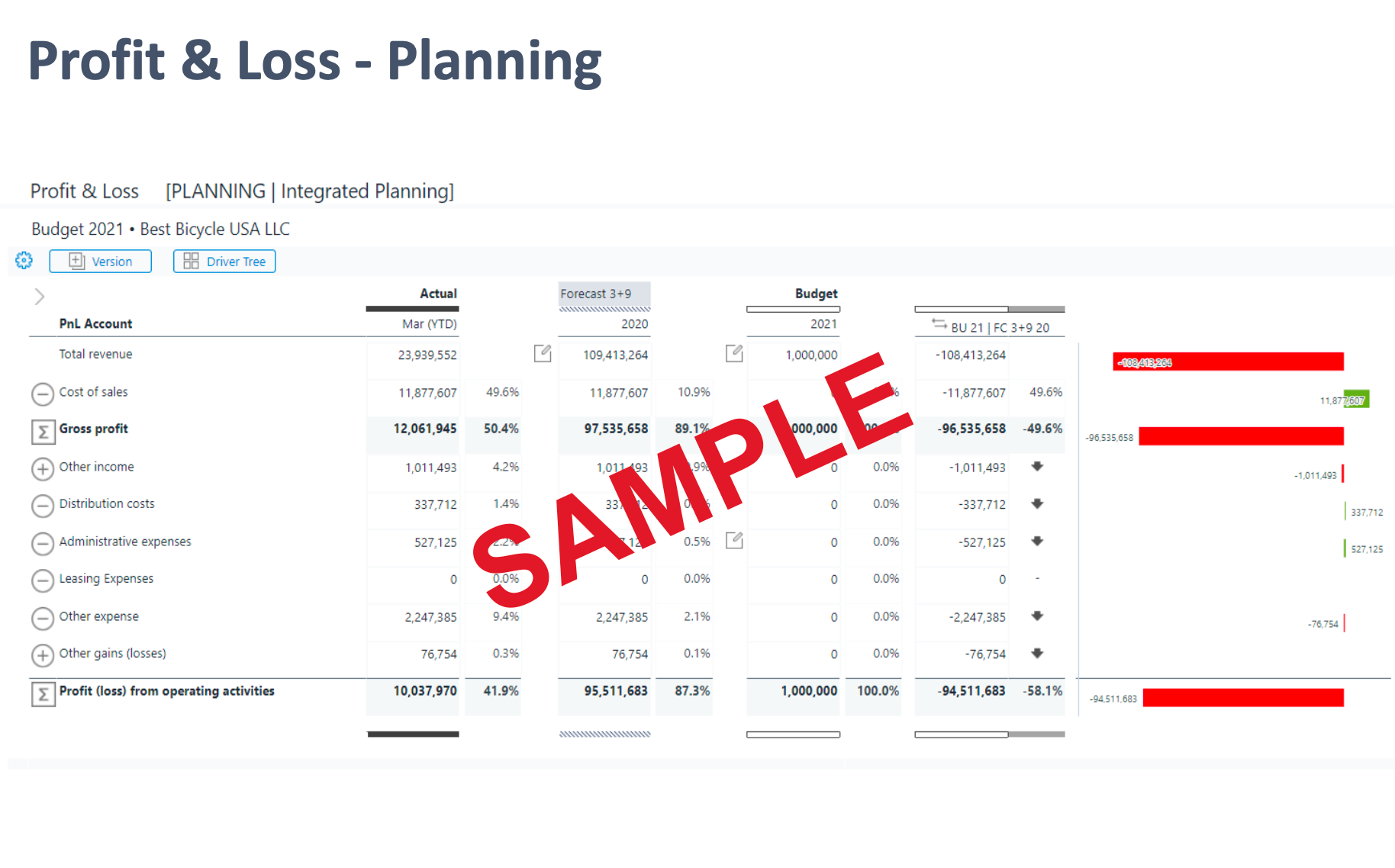 profit and loss - planning sample