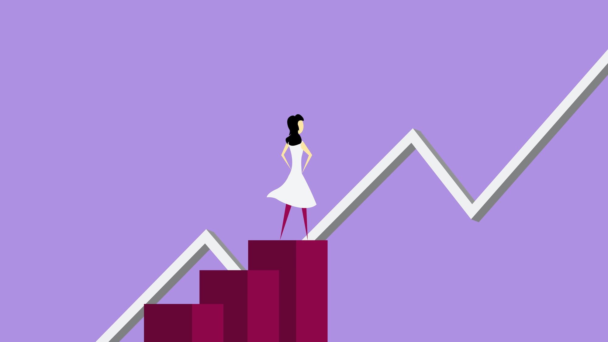 FP&A exit opps and strategies to move on from FP&A - woman carton figure standing on a column