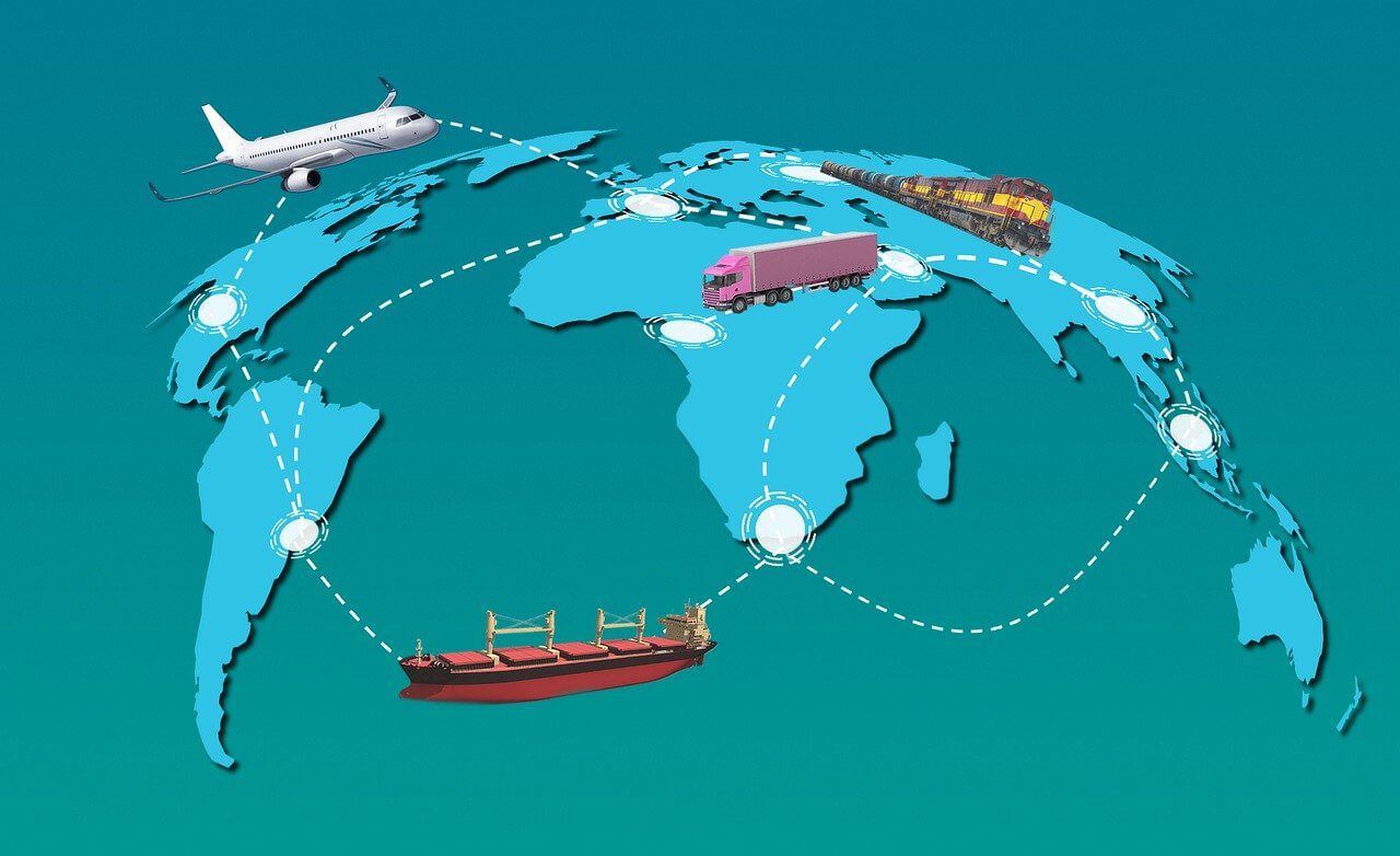 Global supply chain risk mitigation strategies - image of a map with various types of transport