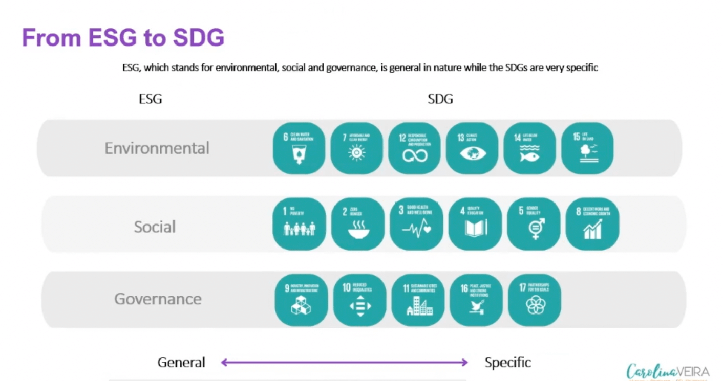 a diagram showing how the SDGs connect to ESG